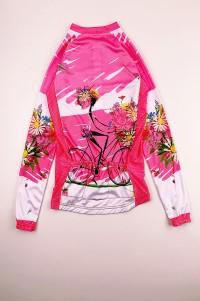 Personal Design Pink Long Sleeve Cycling Shirt Custom Zip-Up Printed Cycling Shirt Cycling Shirt Specialty Store SKCSCP023 front view